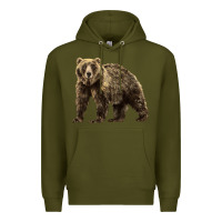 Army Green Brown Bear Premium Hoodie - LillyAllenDesigns