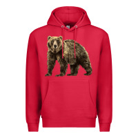 Cardinal Brown Bear Premium Hoodie - LillyAllenDesigns