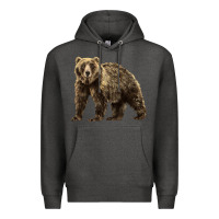 Charcoal Heather Brown Bear Premium Hoodie - LillyAllenDesigns