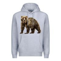 Heather Grey Brown Bear Premium Hoodie - LillyAllenDesigns