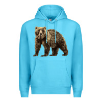Ocean Blue Brown Bear Premium Hoodie - LillyAllenDesigns