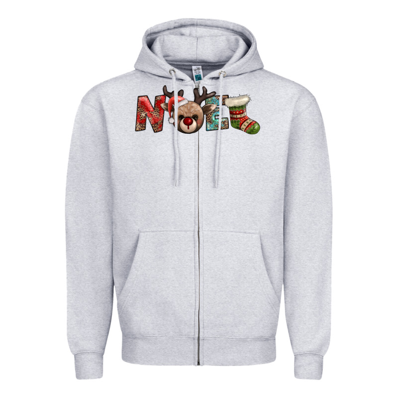 Noel With Sock And Reindeer Zipper Hoodie by AdoDesignShop | Teevron