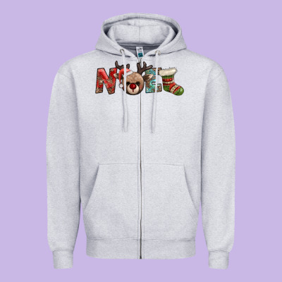 Noel With Sock And Reindeer Zipper Hoodie Designed By Adodesignshop