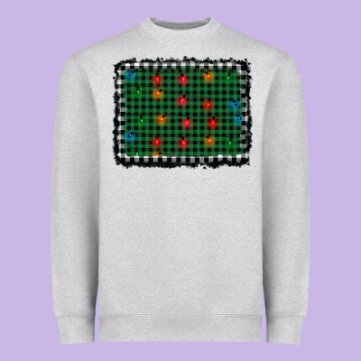 Christmas Buffalo Plaid And Lights Background Heavyweight Sweatshirt Designed By Adodesignshop
