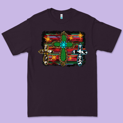 Cross Leopard Cowhide Glitter Serape Premium Tee Designed By Ranaportraitstore