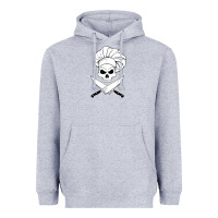 Heather Grey chef skull and crossbones knives halloween Heavyweight Hoodie - linhVisuals
