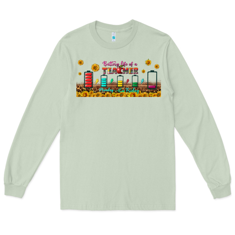 Battery Life Of A Teacher Libbey Glass Long Sleeve Tee by BundleAndBundleShop | Teevron