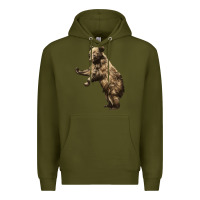 Army Green Brown Bear Cub Premium Hoodie - LillyAllenDesigns