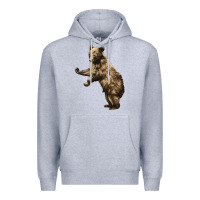 Heather Grey Brown Bear Cub Premium Hoodie - LillyAllenDesigns