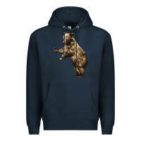 Navy Brown Bear Cub Premium Hoodie - LillyAllenDesigns