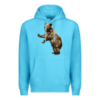Ocean Blue Brown Bear Cub Premium Hoodie - LillyAllenDesigns