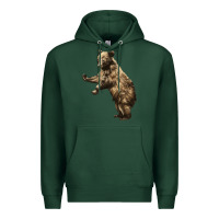 Sports Green Brown Bear Cub Premium Hoodie - LillyAllenDesigns