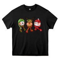 Black christmas reindeer polar bear snowman Heavy Core Tee - CowGirlArtShop