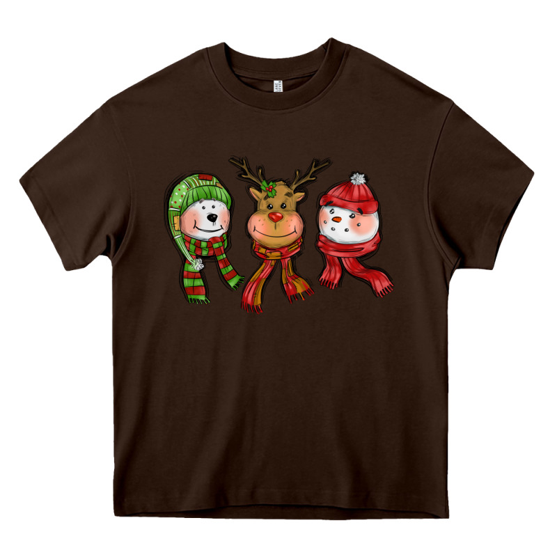 Christmas Reindeer Polar Bear Snowman Heavy Core Tee by CowGirlArtShop | Teevron