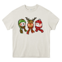 Cream christmas reindeer polar bear snowman Heavy Core Tee - CowGirlArtShop