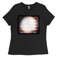Black America Wood Flag with bBeach Effect Ladies Tee - CowCowDesign