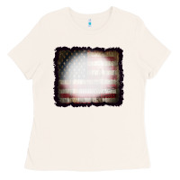 America Wood Flag With Bbeach Effect Ladies Tee | Teevron