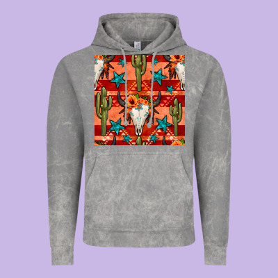 Bull Skull Cactus Seamless Pattern Vintage Hoodie Designed By Bundleandbundleshop