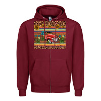 Burgundy truck sunflower leopard Zipper Hoodie - AdoDesignShop