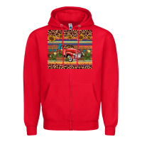 Red truck sunflower leopard Zipper Hoodie - AdoDesignShop