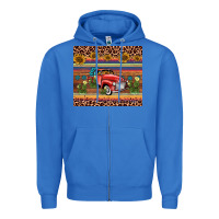 True Royal truck sunflower leopard Zipper Hoodie - AdoDesignShop