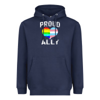 Navy proud ally lgbt rainbow heart gay pride month Heavyweight Hoodie - linhVisuals