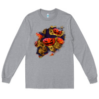 Heather Grey halloween pumpkin patch  2 Long Sleeve Tee - BundleAndBundleShop