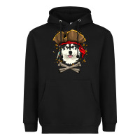 Black alaskan malamute pirate dog halloween Heavyweight Hoodie - linhVisuals