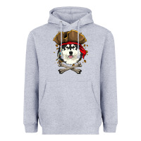 Heather Grey alaskan malamute pirate dog halloween Heavyweight Hoodie - linhVisuals