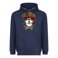 Navy alaskan malamute pirate dog halloween Heavyweight Hoodie - linhVisuals