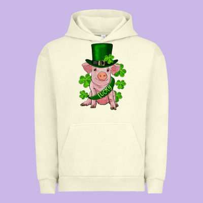 St. Patrick's Day Lucky Baby Pig Urban Hoodie Designed By Ranaportraitstore