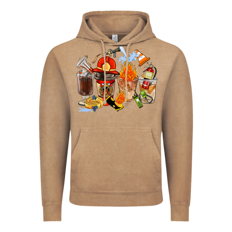 Firefighter Coffee Cups Vintage Hoodie by FaDigitalArtStudio | Teevron