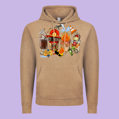 Firefighter Coffee Cups Vintage Hoodie Designed By Fadigitalartstudio