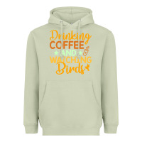 Matcha drinking coffee watching birds funny Heavyweight Hoodie - linhVisuals