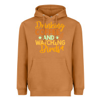 Meerkat drinking coffee watching birds funny Heavyweight Hoodie - linhVisuals
