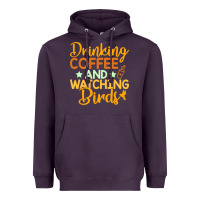 Plum drinking coffee watching birds funny Heavyweight Hoodie - linhVisuals