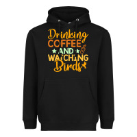 Black drinking coffee watching birds funny Heavyweight Hoodie - linhVisuals