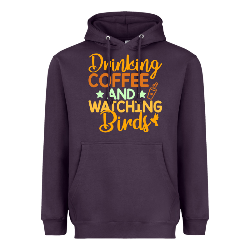 Drinking Coffee Watching Birds Funny Heavyweight Hoodie by linhVisuals | Teevron