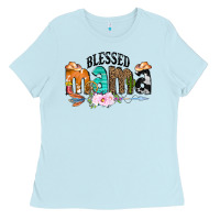 Baby Blue Blessed Mama Ladies Tee - CowCowDesign