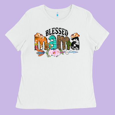 Blessed Mama Ladies Tee Designed By Cowcowdesign