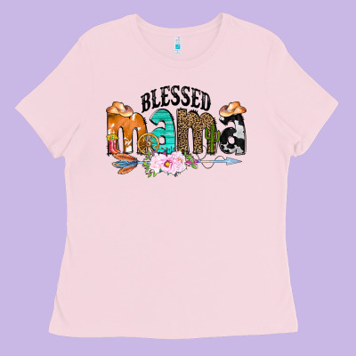 Blessed Mama Ladies Tee Designed By Cowcowdesign