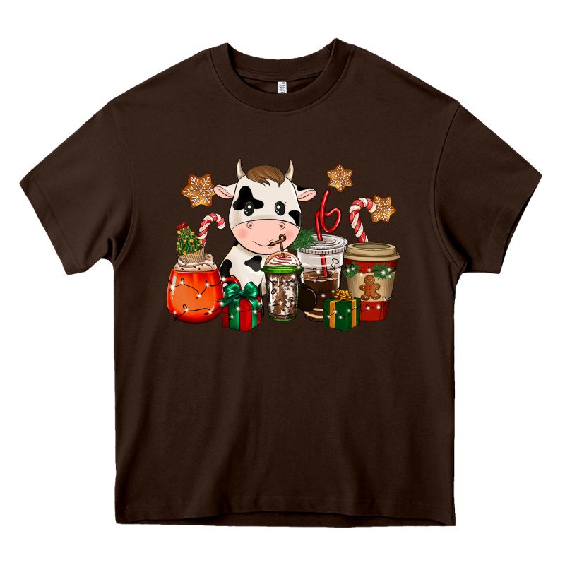 Cow Coffee Cups Christmas Heavy Core Tee by CowGirlArtShop | Teevron