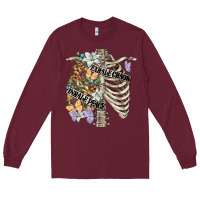 Burgundy inhale peace exhale chaos chest Long Sleeve Tee - FaDigitalArtStudio