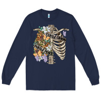 Navy inhale peace exhale chaos chest Long Sleeve Tee - FaDigitalArtStudio