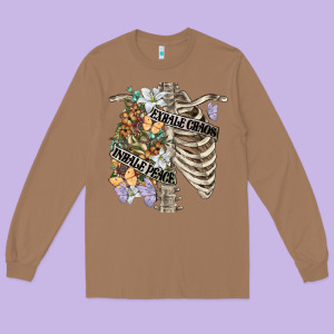 Inhale Peace Exhale Chaos Chest Long Sleeve Tee Designed By Fadigitalartstudio