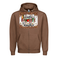 Chestnut santa's favorite teacher Zipper Hoodie - AdoDesignShop