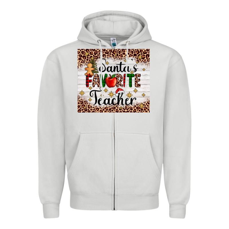 Santa's Favorite Teacher Zipper Hoodie by AdoDesignShop | Teevron