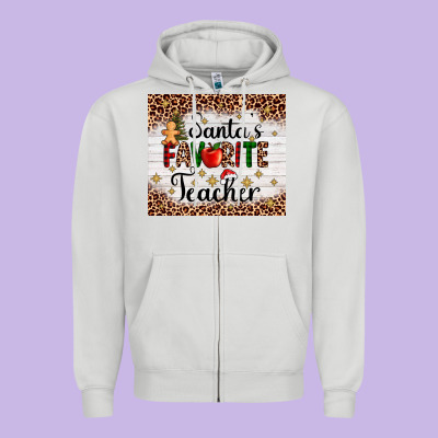 Santa's Favorite Teacher Zipper Hoodie Designed By Adodesignshop