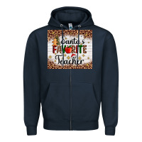 Navy santa's favorite teacher Zipper Hoodie - AdoDesignShop