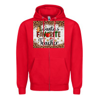 Red santa's favorite teacher Zipper Hoodie - AdoDesignShop